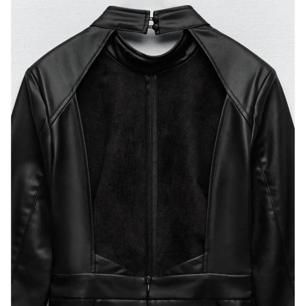 NWT Zara Faux Leather Cutout Back Mini Dress, Size M - Picture 8 of 10